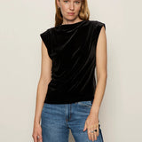 Pleated Sleeveless Top - Black - Elle Maxine