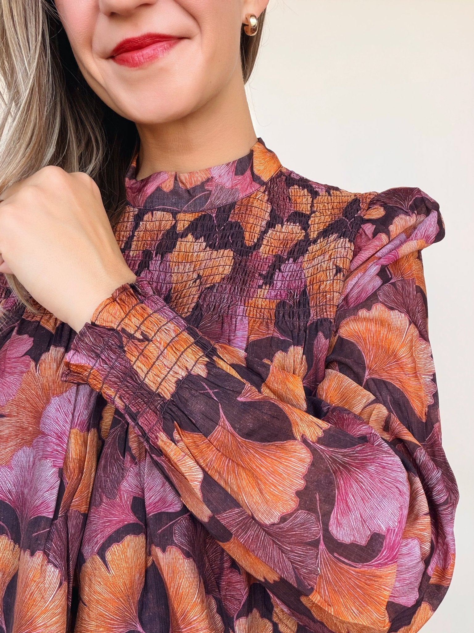 Poppy Smocked Long Sleeve Top - Elle Maxine