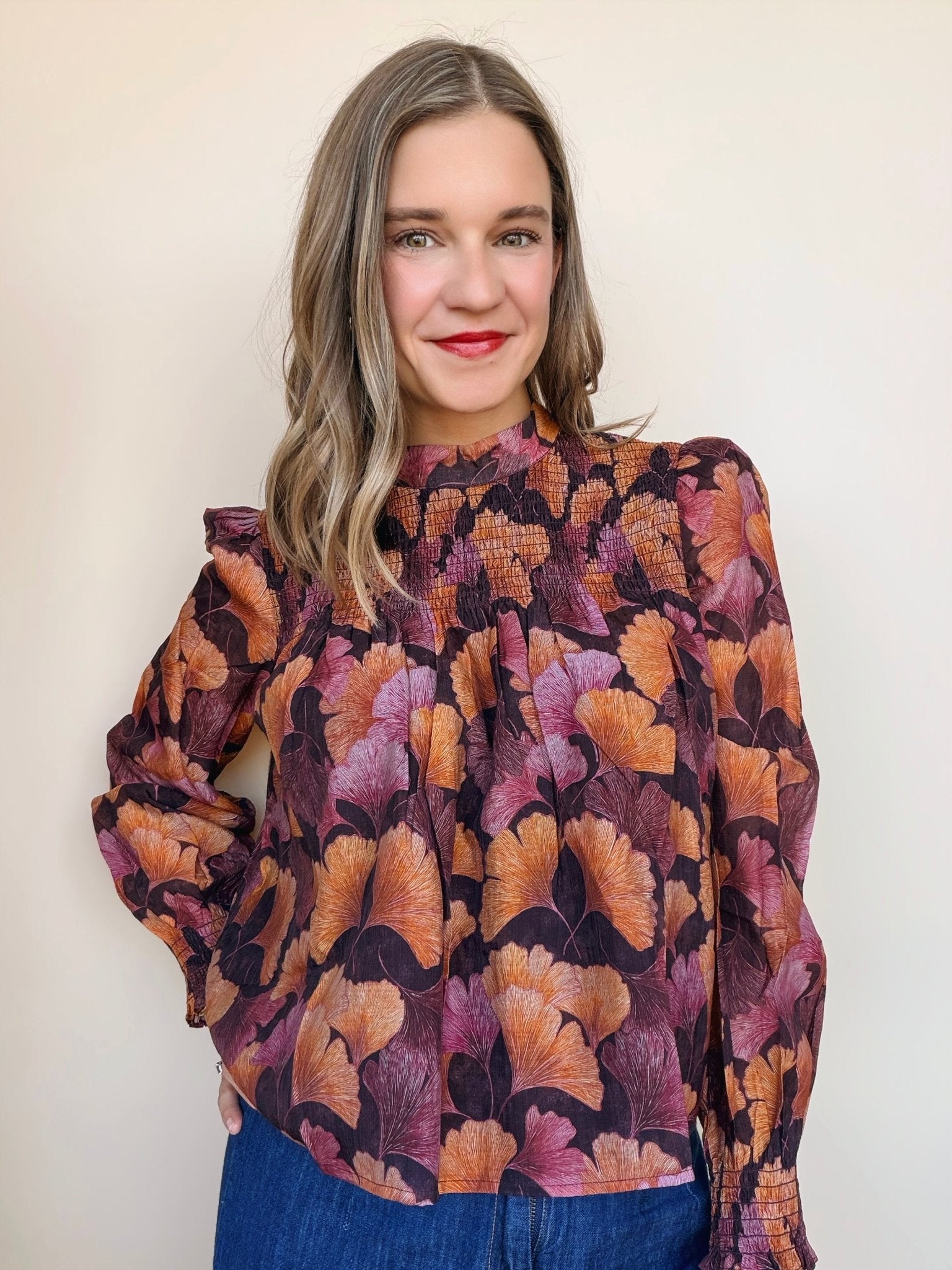 Poppy Smocked Long Sleeve Top - Elle Maxine