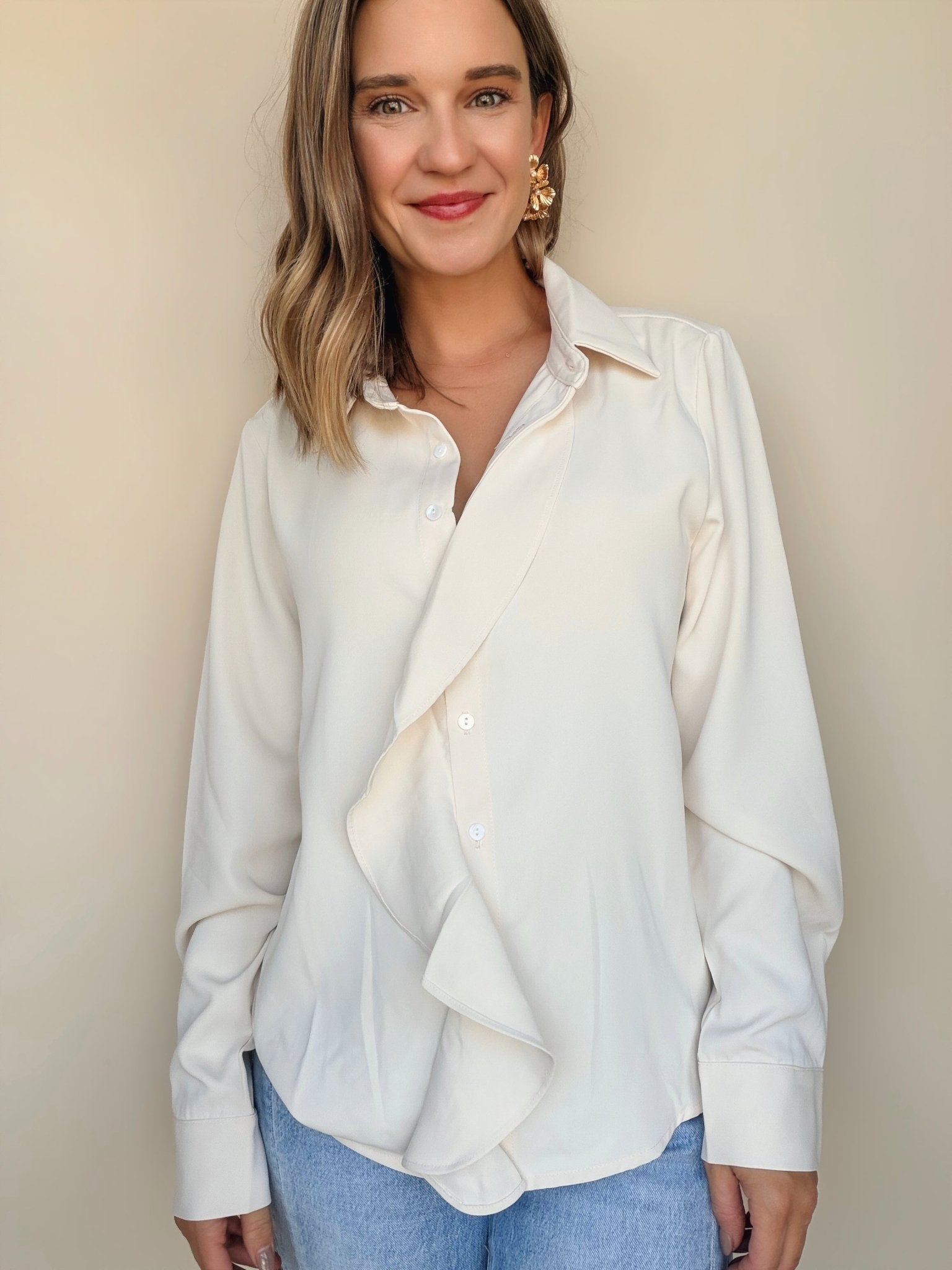 Proper Ruffle Front Blouse - Elle Maxine