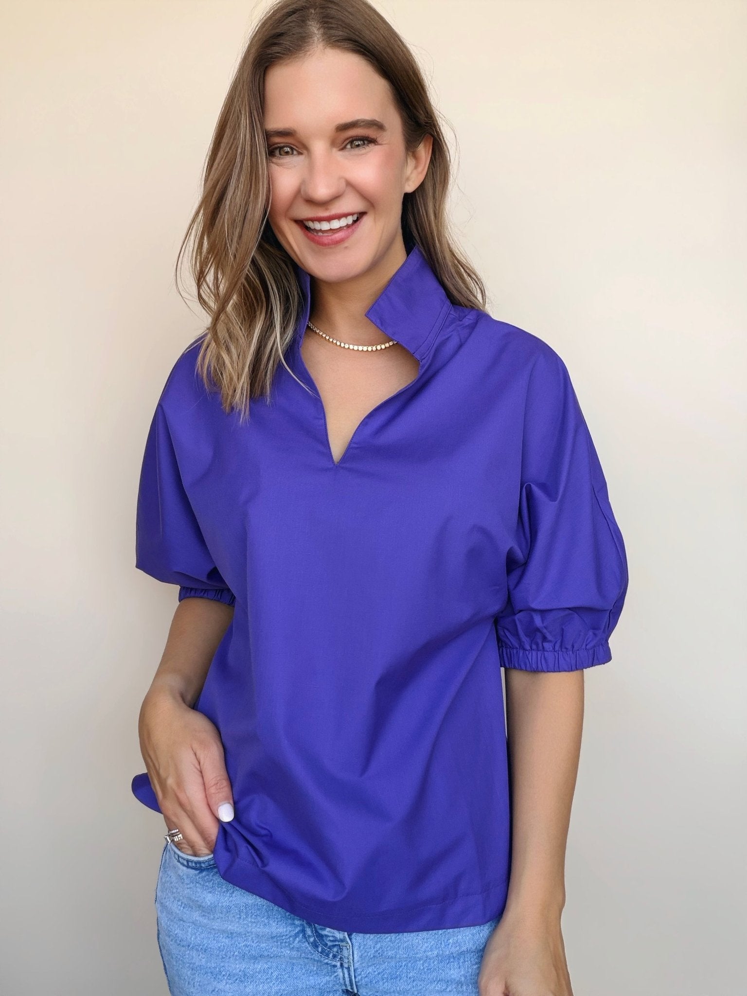 Purple Reign Collared Blouse - Elle Maxine