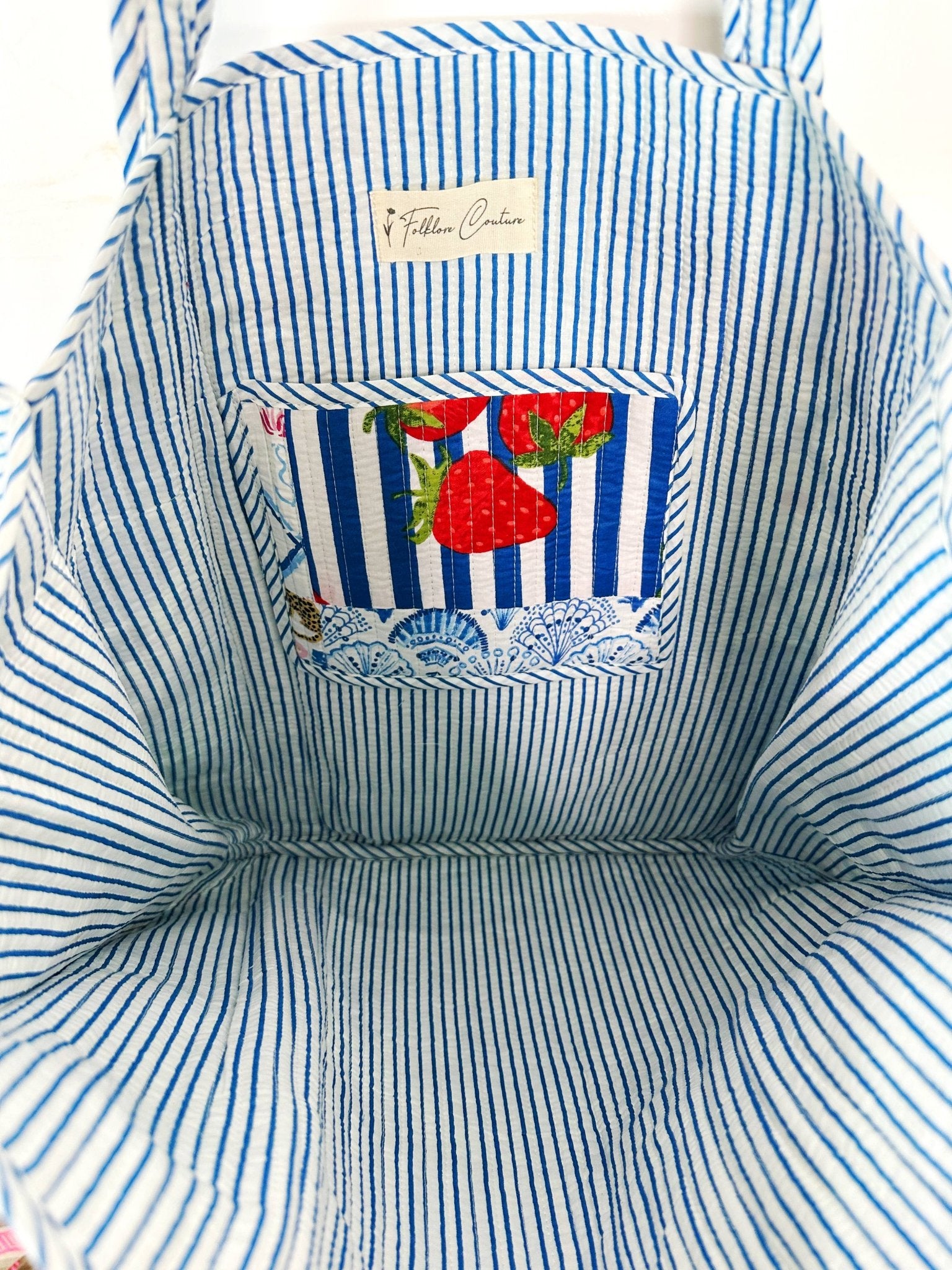 Quilted Tote Bag - Blue Patchwork - Elle Maxine