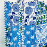 Quilted Tote Bag - Blue Patchwork - Elle Maxine