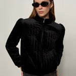 Quilted Velvet Jacket - Black - Elle Maxine