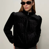 Quilted Velvet Jacket - Black - Elle Maxine
