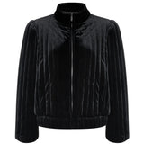 Quilted Velvet Jacket - Black - Elle Maxine