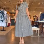 Rachel Smocked Gingham Midi Dress - Elle Maxine