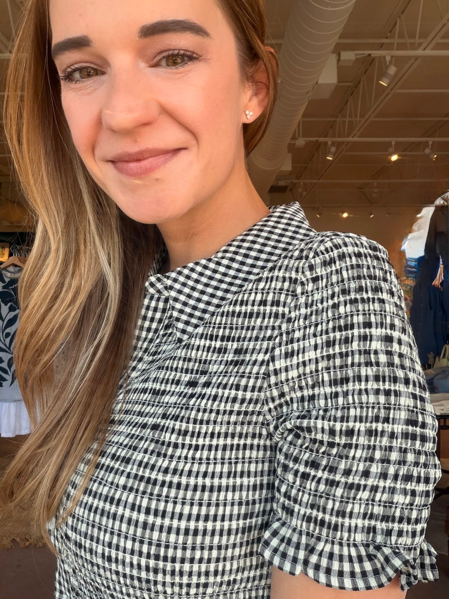 Rachel Smocked Gingham Midi Dress - Elle Maxine