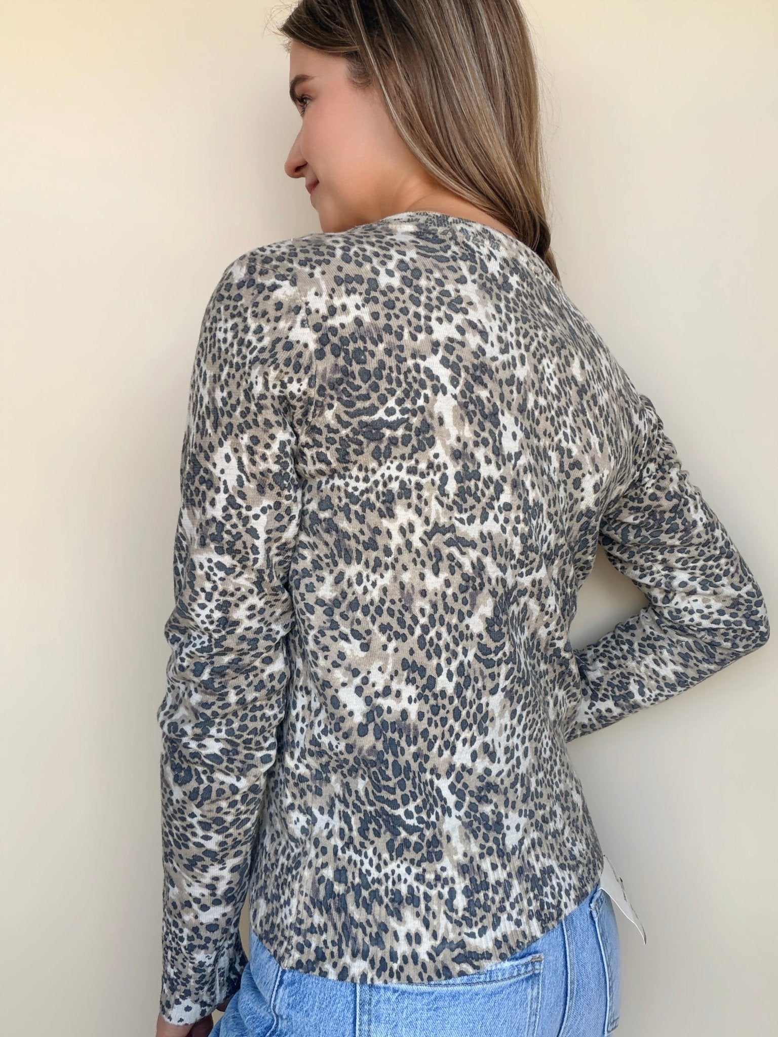 Raven Printed Button Front Cardigan - Elle Maxine