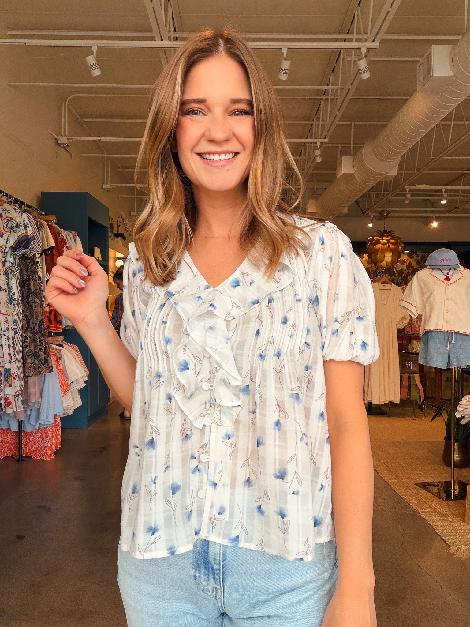 Rebecca Floral Ruffle Top - Elle Maxine