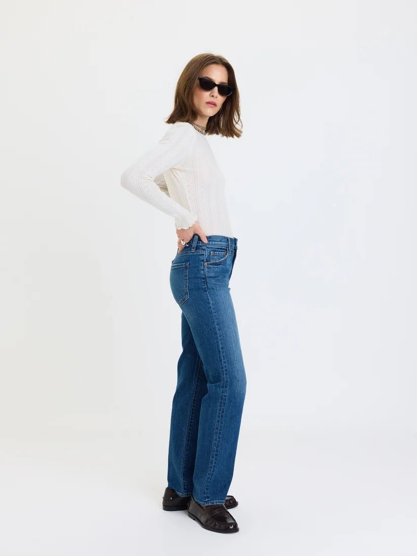 Rebel Mid Rise Slim Straight - Elle Maxine