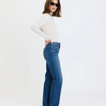 Rebel Mid Rise Slim Straight - Elle Maxine