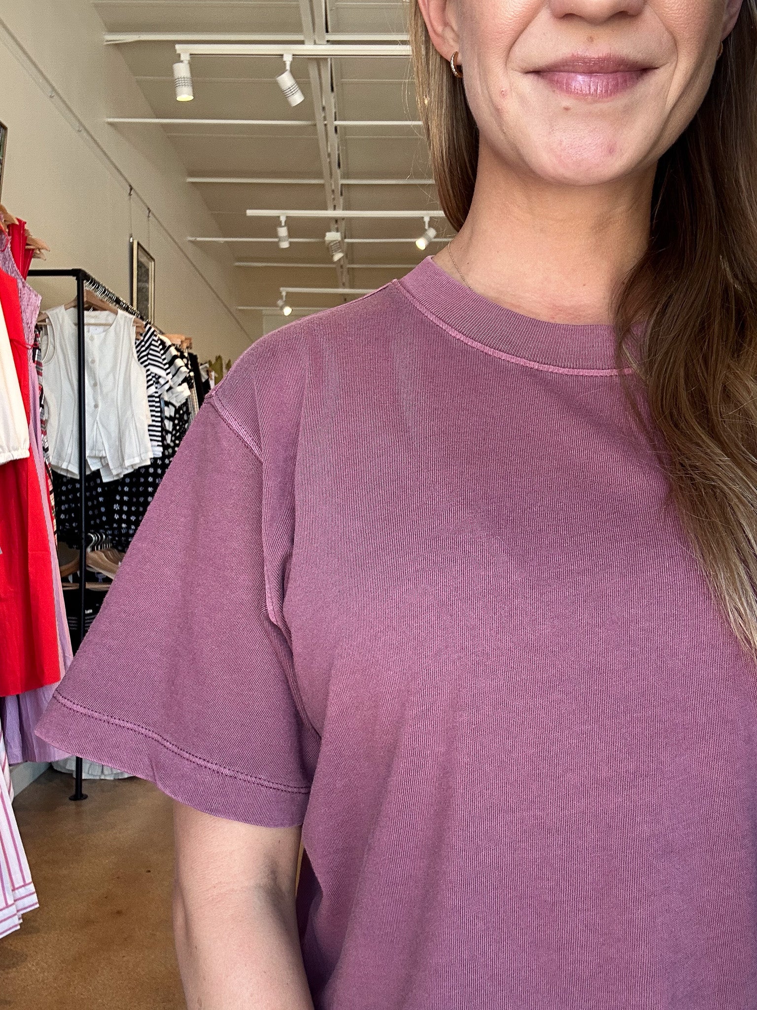 Relaxed Crop Tee - Burgundy - Elle Maxine