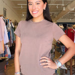Remington Scoop Neck Tee- Latte - Elle Maxine