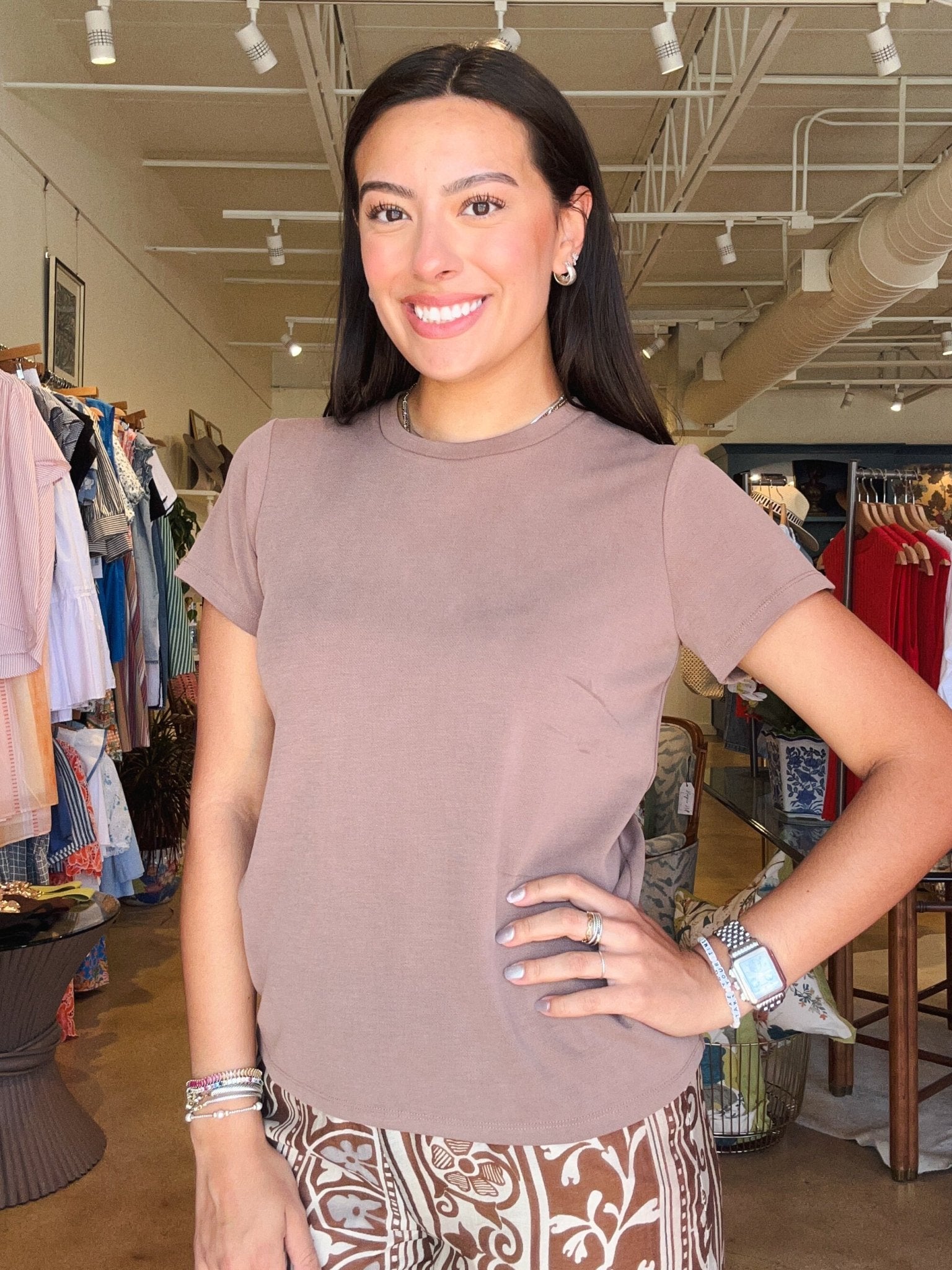 Remington Scoop Neck Tee- Latte - Elle Maxine