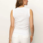 Ribbed Ruched Tank - White - Elle Maxine