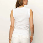 Ribbed Ruched Tank - White - Elle Maxine