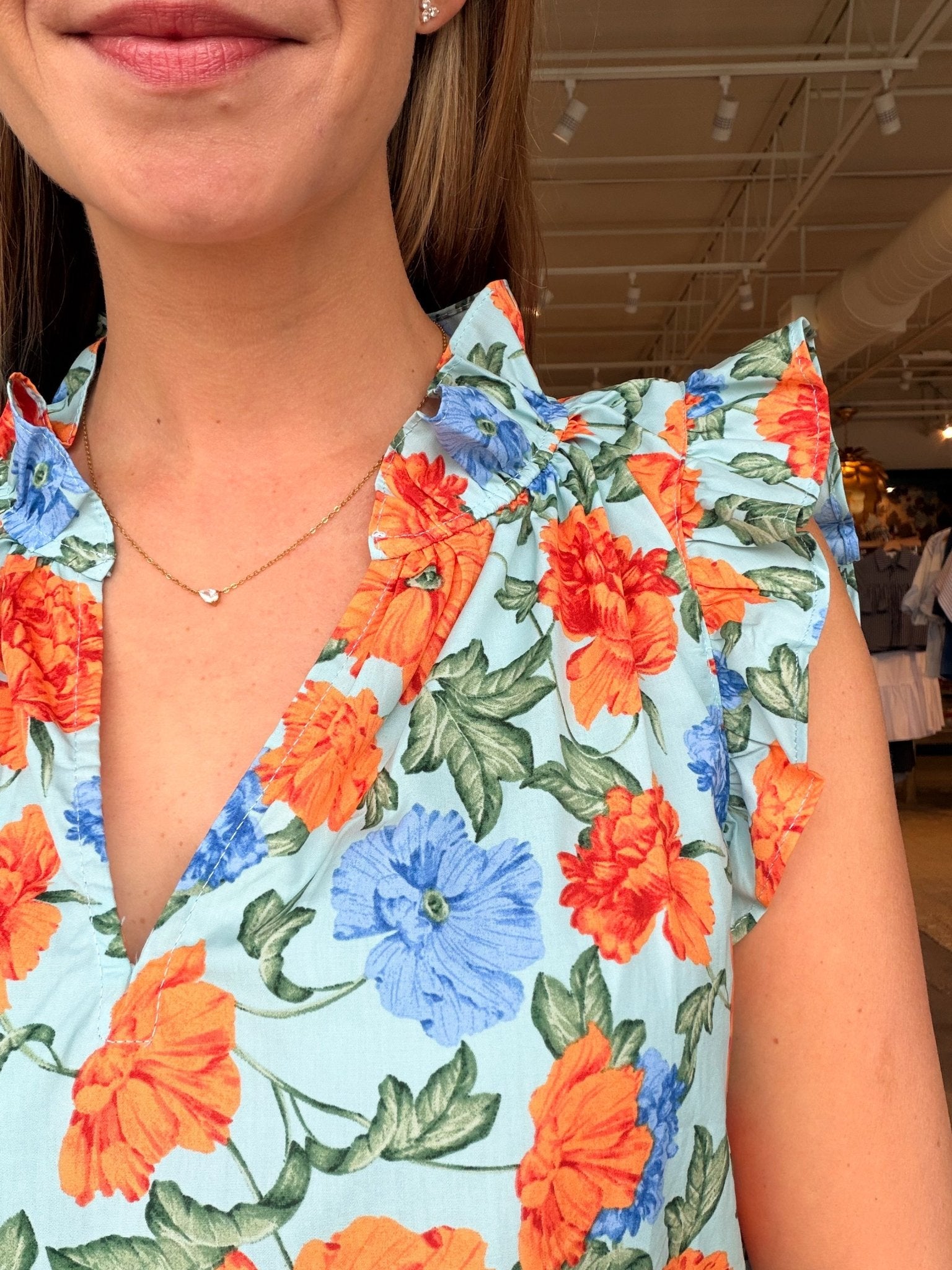 Riya Floral Ruffle Sleeve Blouse - Elle Maxine