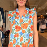 Riya Floral Ruffle Sleeve Blouse - Elle Maxine
