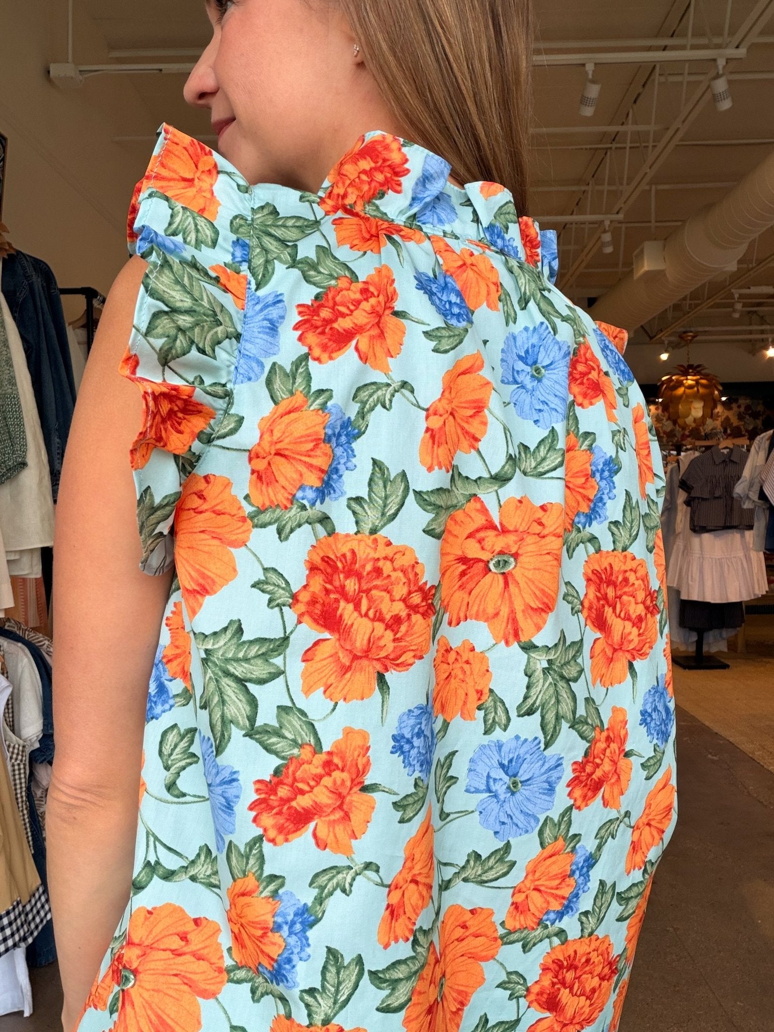 Riya Floral Ruffle Sleeve Blouse - Elle Maxine