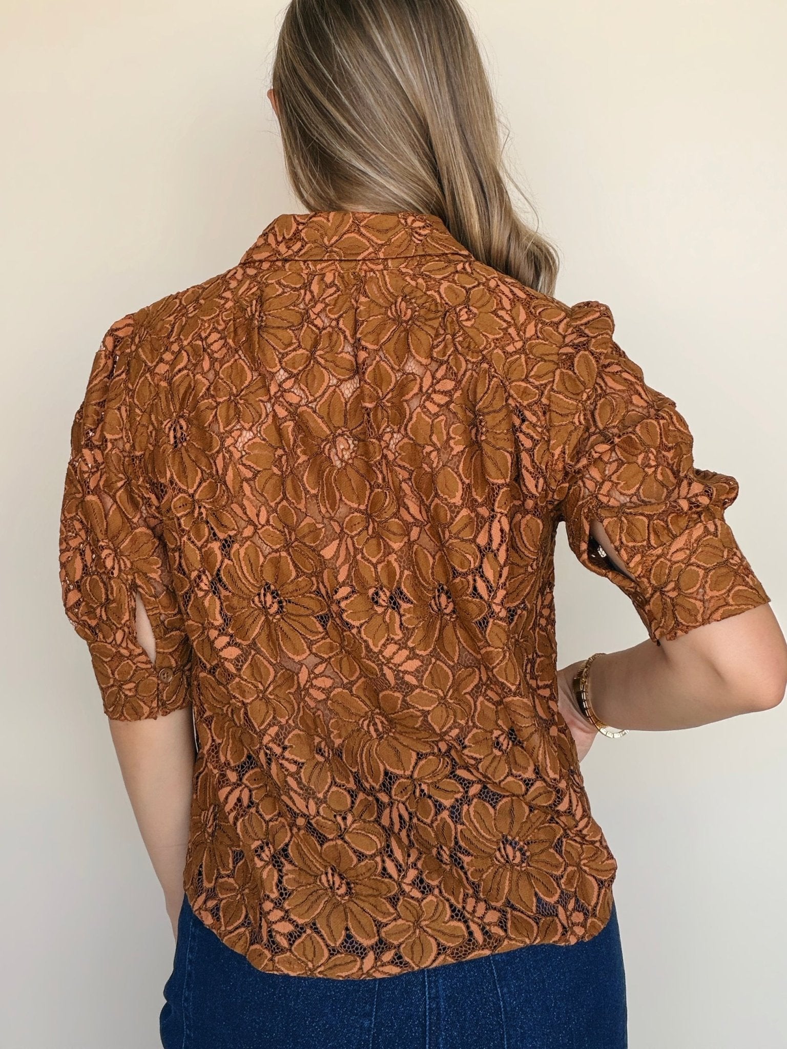 Roe Lace Button Down Top - Elle Maxine