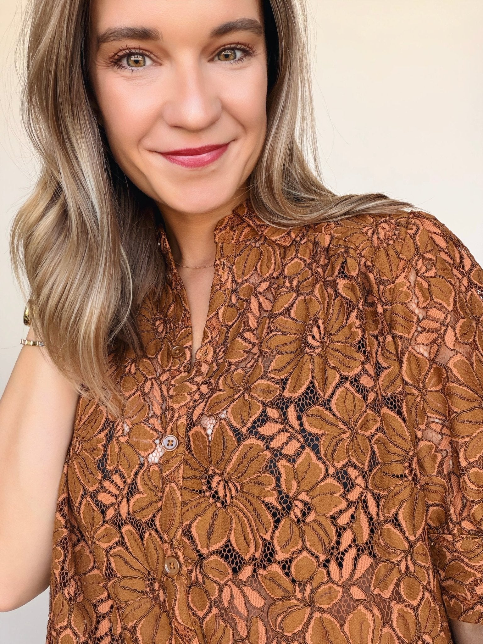 Roe Lace Button Down Top - Elle Maxine
