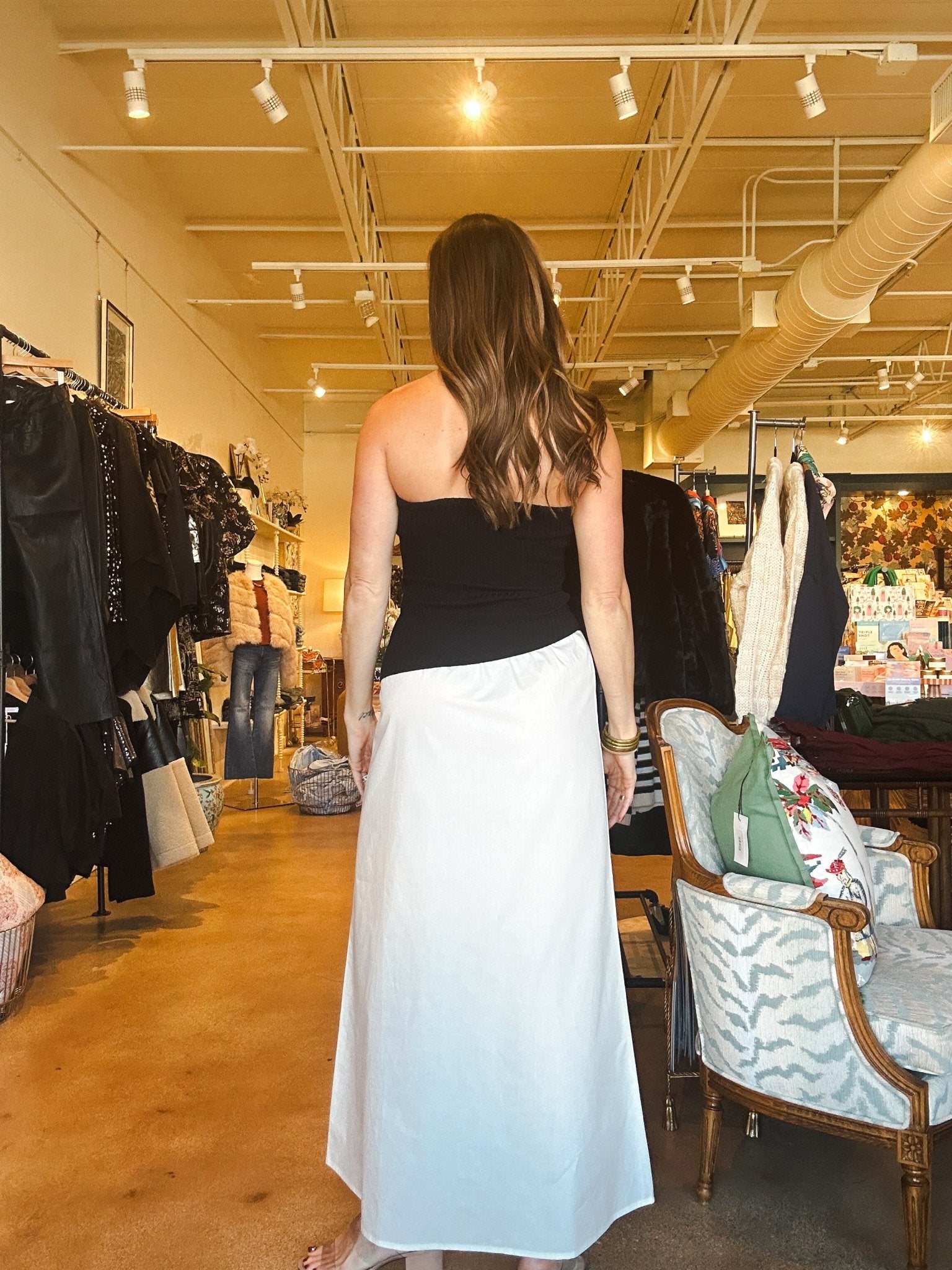 Roen Asymmetrical Dress - Black/Cream - Elle Maxine