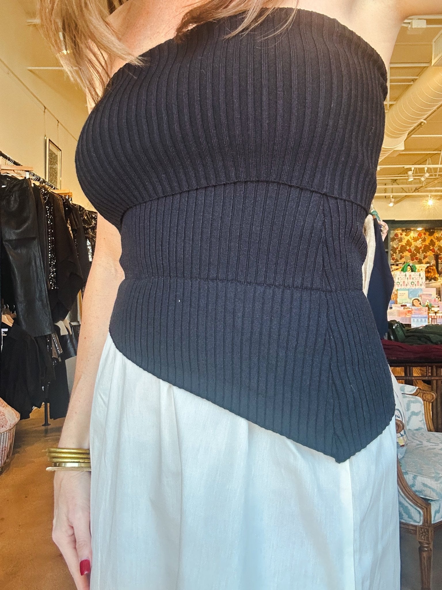 Roen Asymmetrical Dress - Black/Cream - Elle Maxine