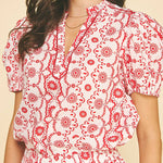 Rosalie Puff Sleeve Printed Top - Elle Maxine