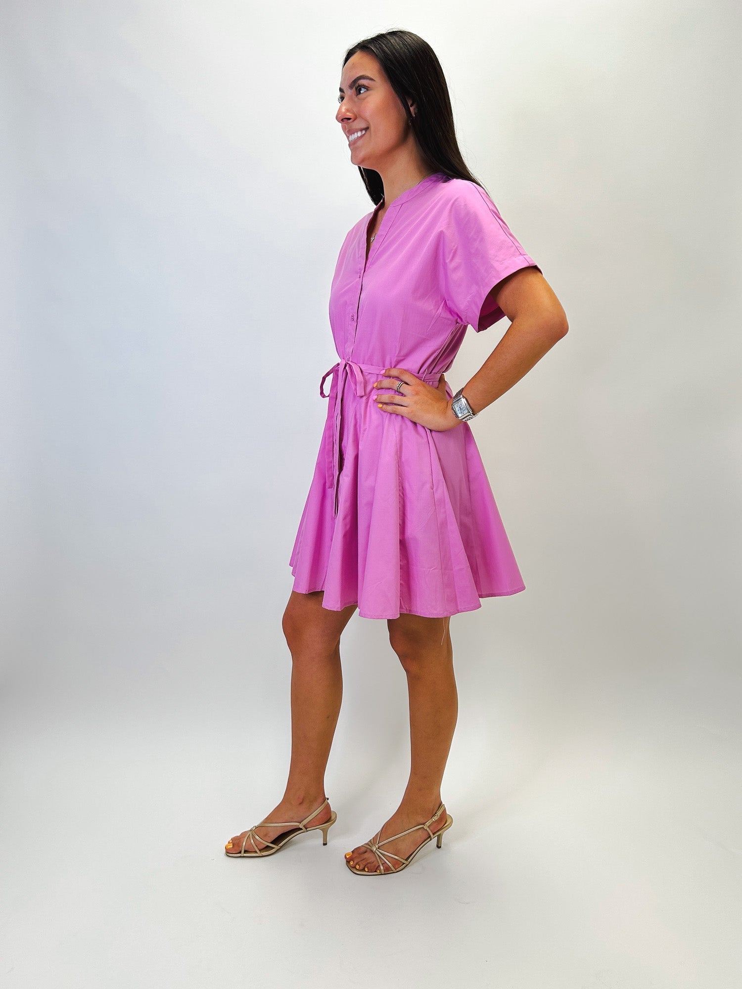 Rose Button Front Dress - Elle Maxine