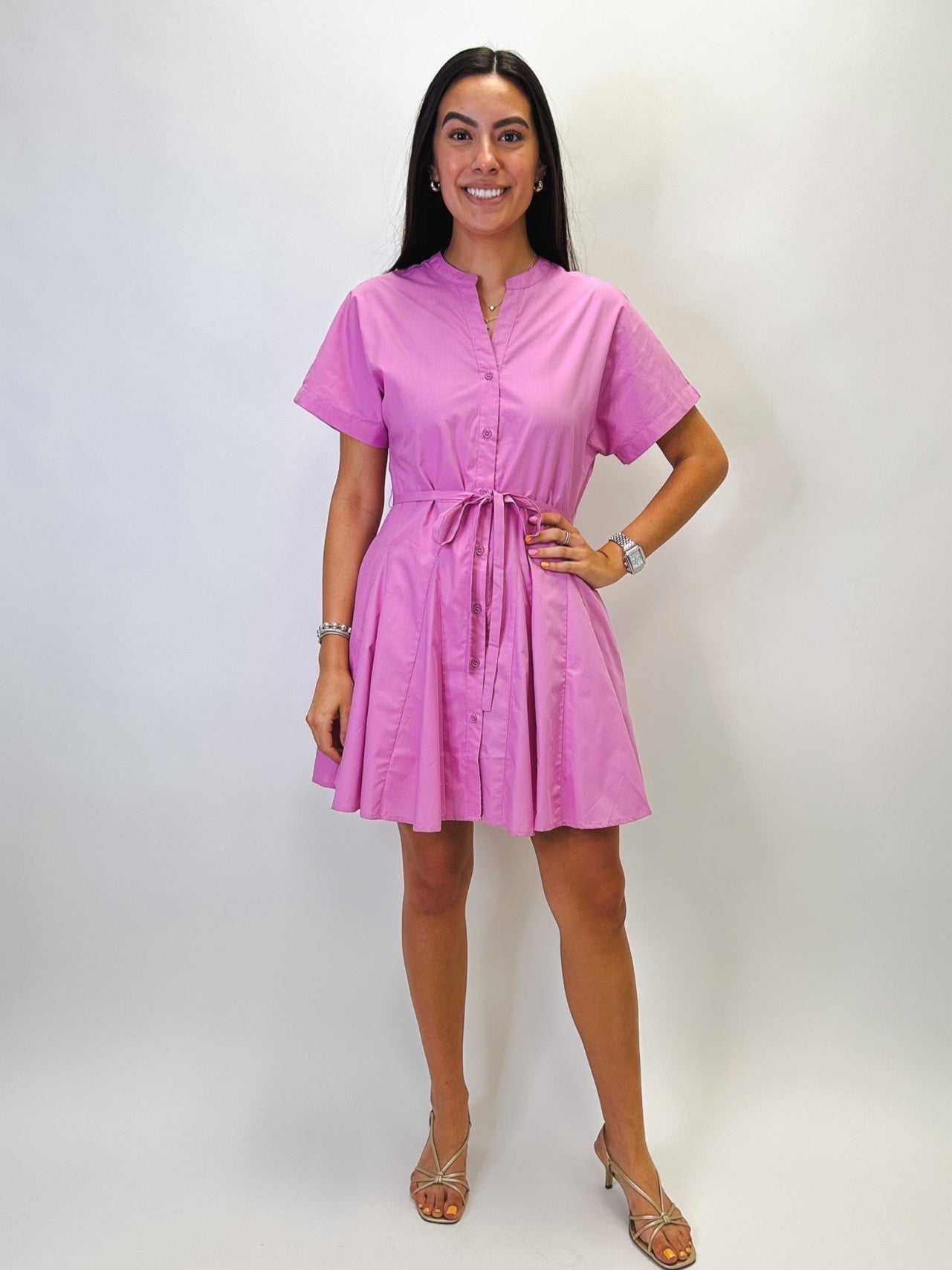 Rose Button Front Dress - Elle Maxine