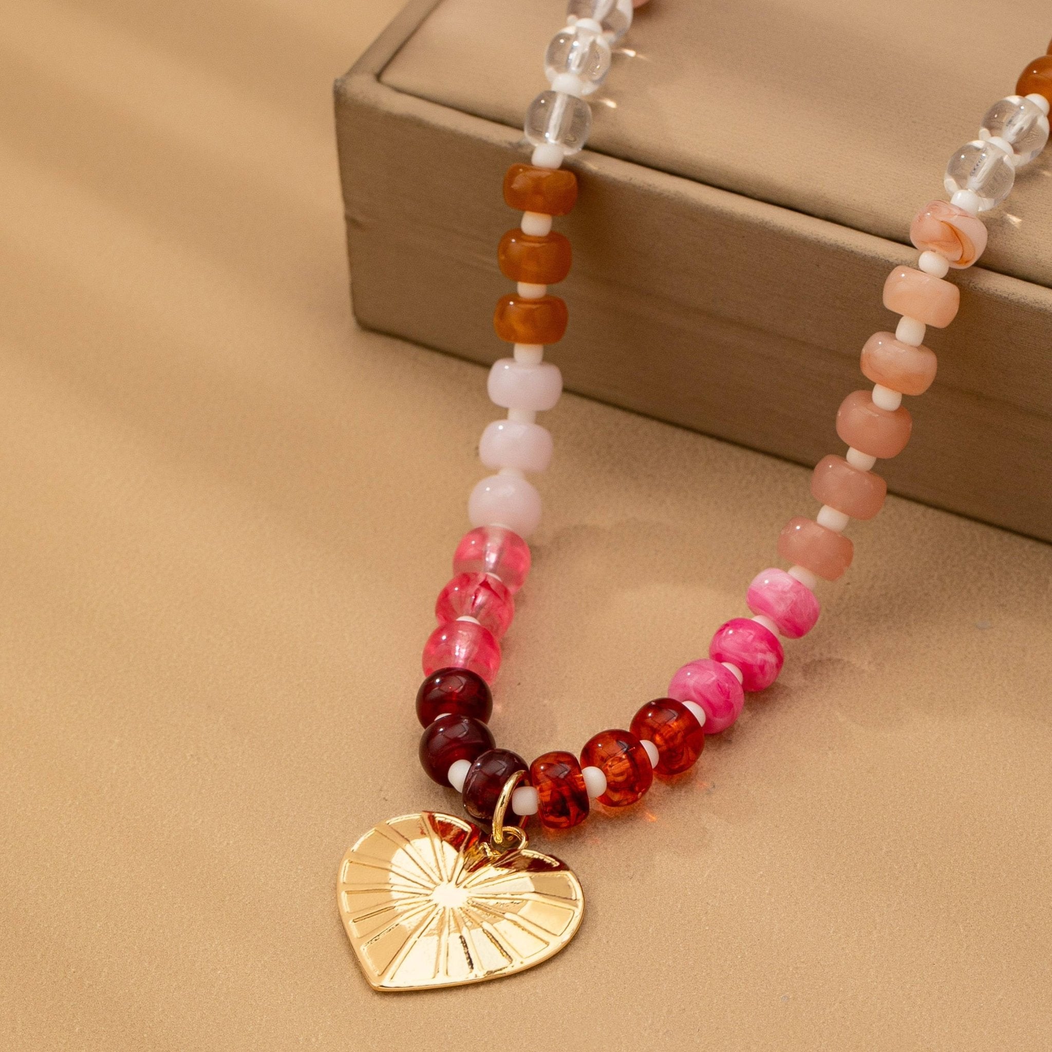 Rosie Beaded Heart Necklace - Elle Maxine