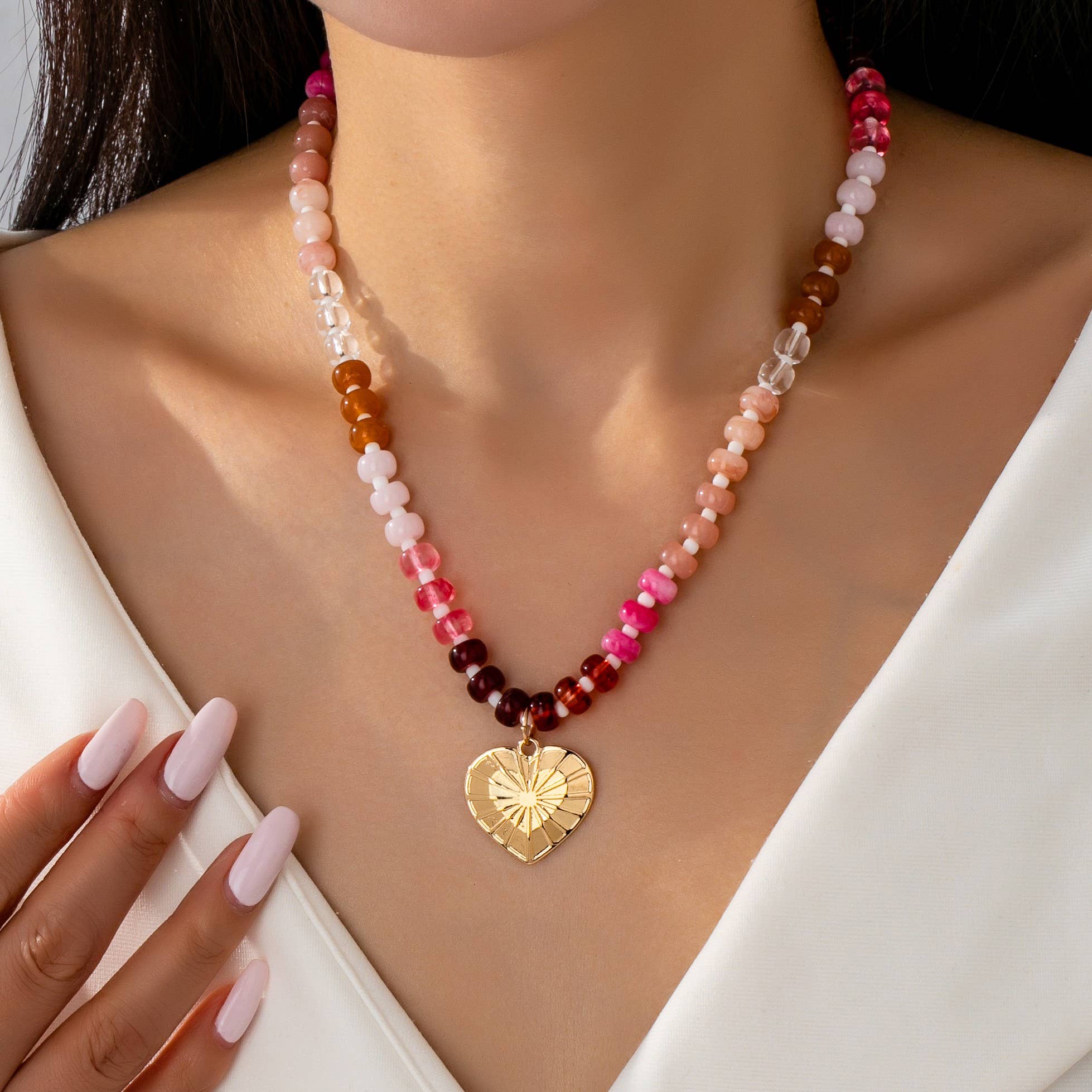 Rosie Beaded Heart Necklace - Elle Maxine