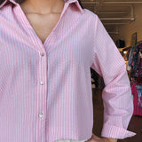 Rosie Button - Up Pinstripe Shirt - Elle Maxine