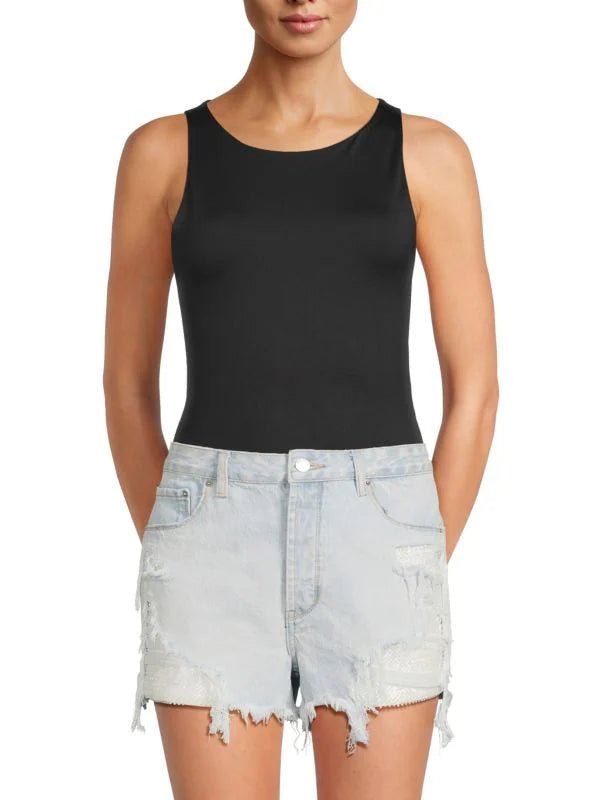 Roxanna Crewneck Bodysuit - Black - Elle Maxine