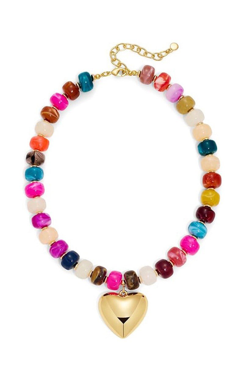 Roxie Beaded Heart Necklace - Elle Maxine