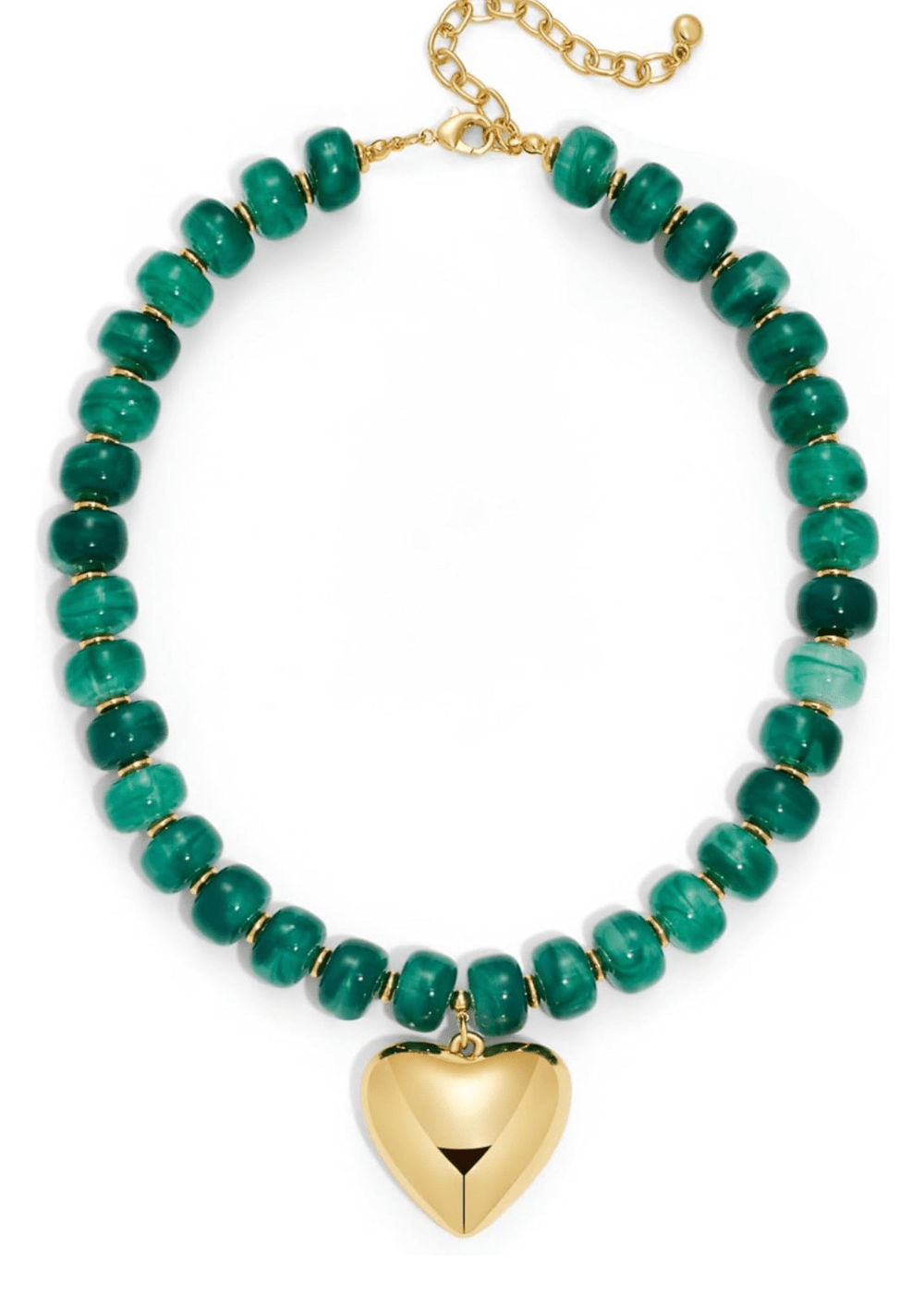 Roxie Beaded Heart Necklace - Green - Elle Maxine