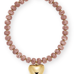 Roxie Beaded Heart Necklace - Pink - Elle Maxine
