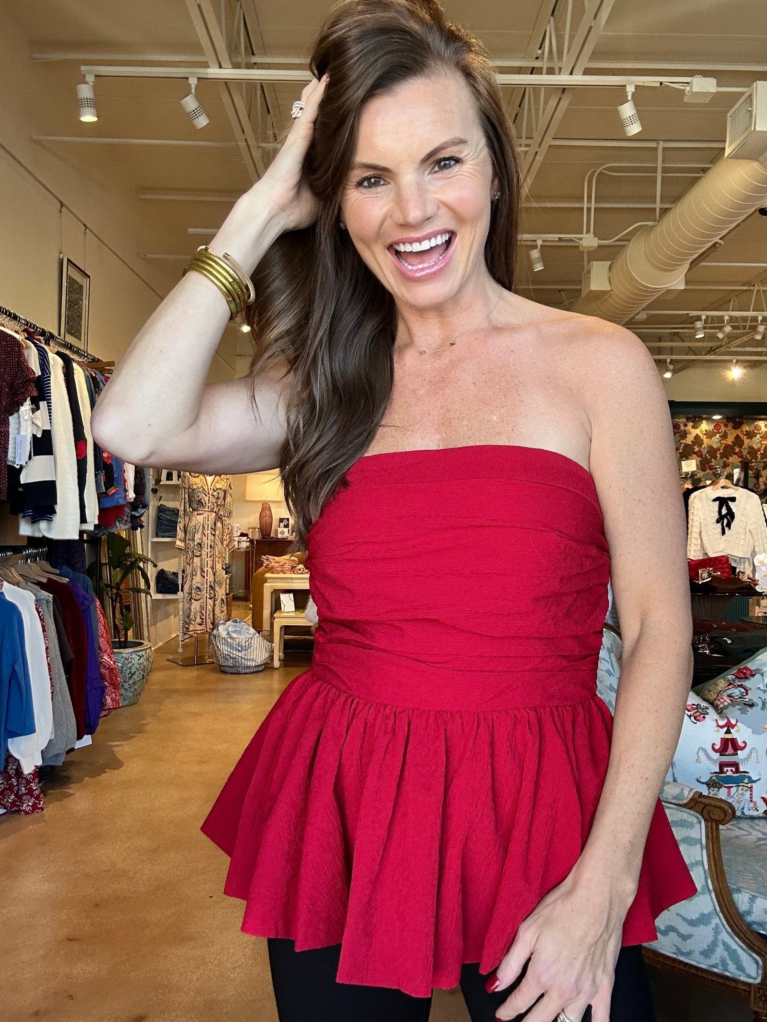 Ruby Strapless Peplum Top - Elle Maxine