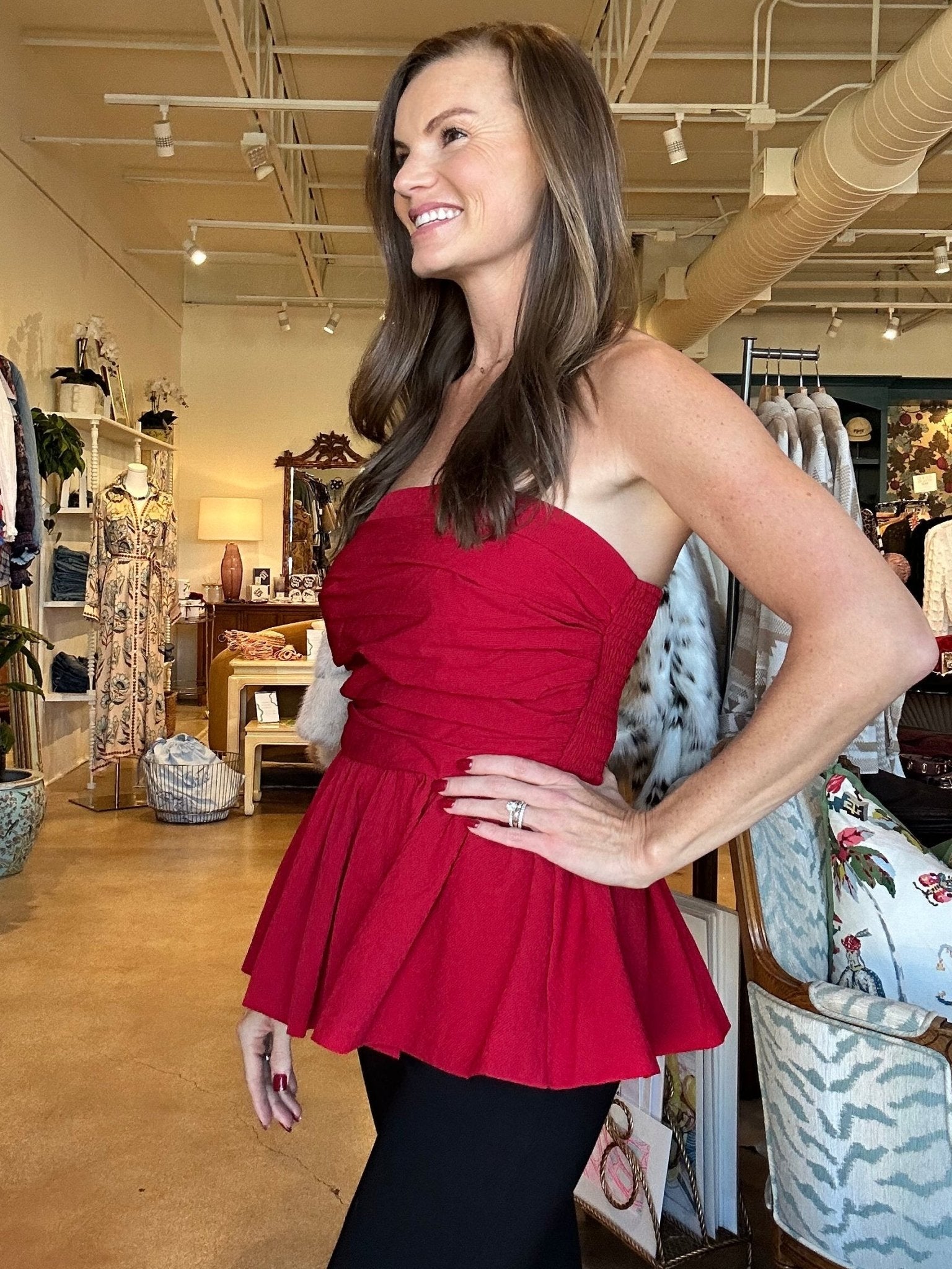 Ruby Strapless Peplum Top - Elle Maxine