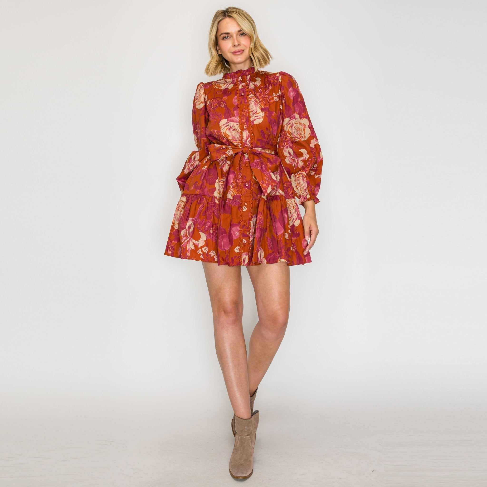 Rustic Rose Mini Dress - Elle Maxine