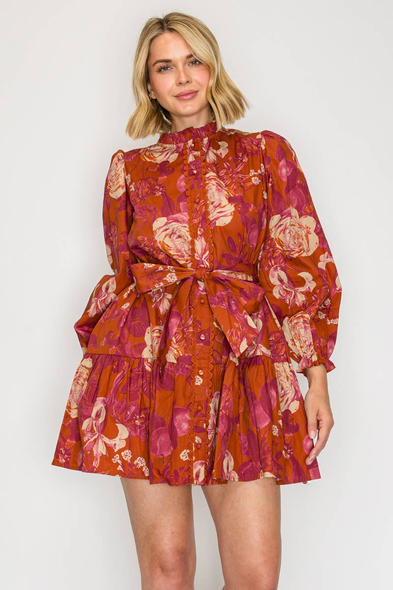 Rustic Rose Mini Dress - Elle Maxine