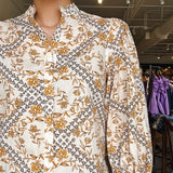 Sabrina Long Sleeve Top - Natural Floral - Elle Maxine
