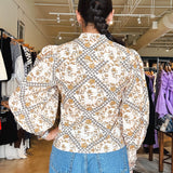 Sabrina Long Sleeve Top - Natural Floral - Elle Maxine