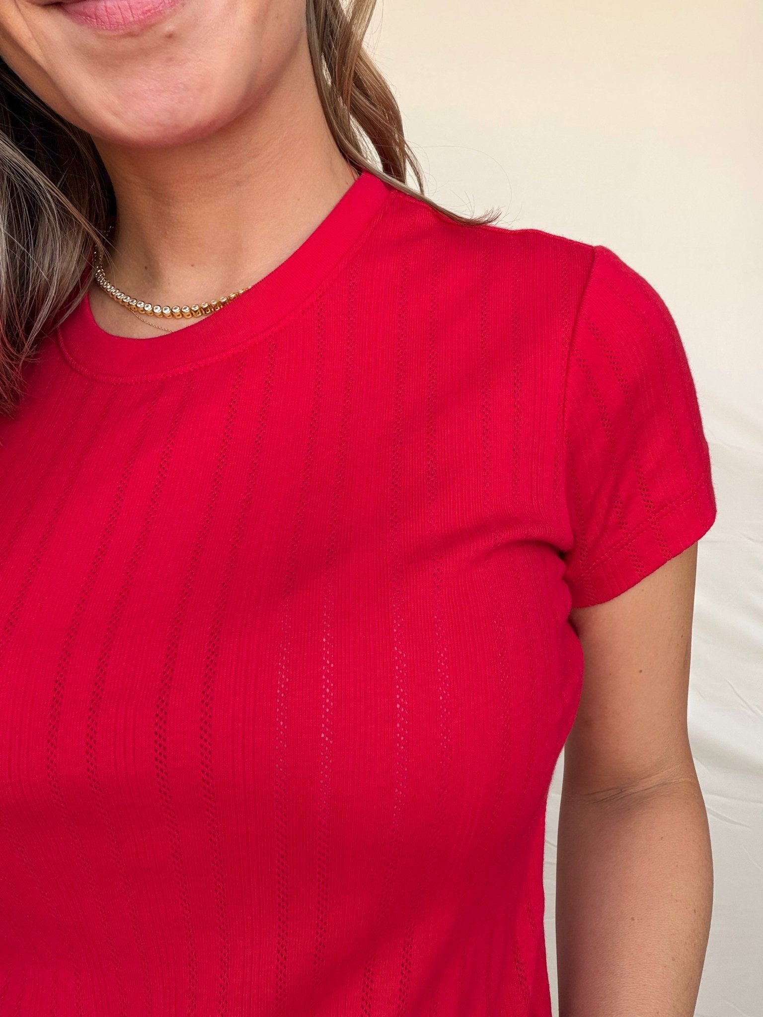 Sadie Pointelle Crew Tee - Elle Maxine