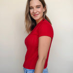 Sadie Pointelle Crew Tee - Elle Maxine
