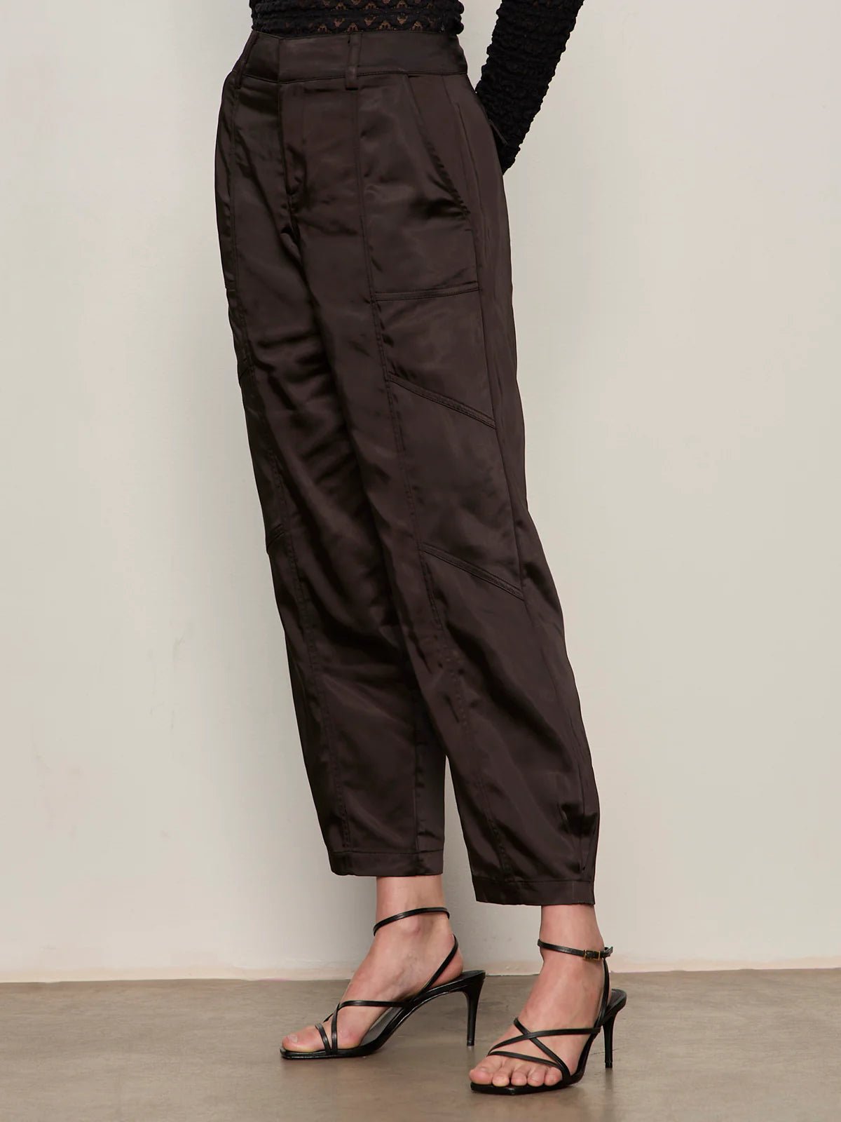 Sahara Satin Tapered Pant - Black - Elle Maxine