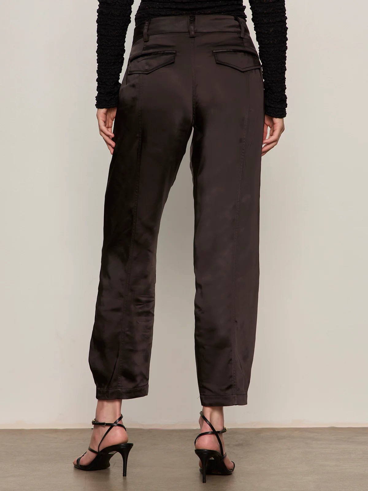 Sahara Satin Tapered Pant - Black - Elle Maxine