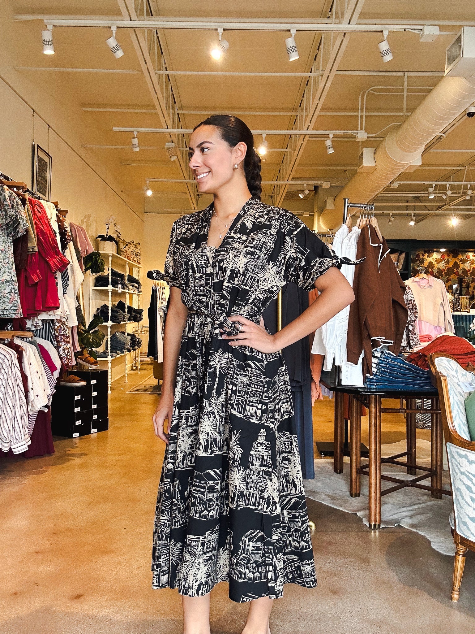 Santorini Midnight Sketch Shirtdress - Elle Maxine