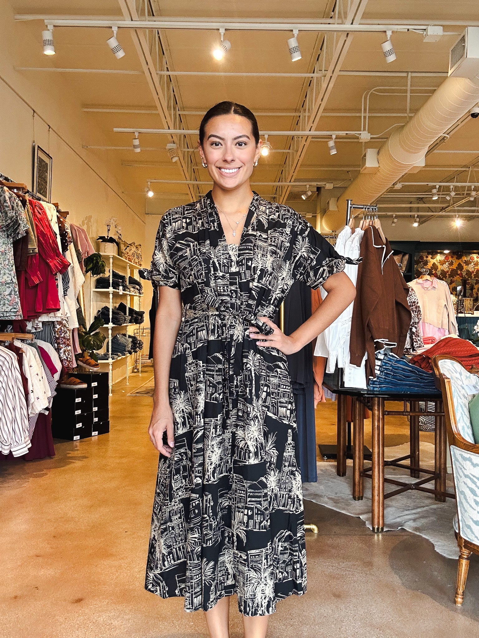 Santorini Midnight Sketch Shirtdress - Elle Maxine